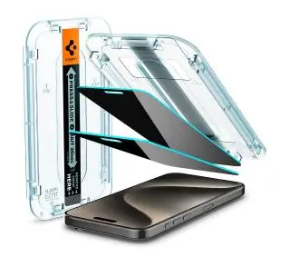 Spigen z aplikatorem Glas.tR EZ Fit z filtrem prywatyzującym do iPhone 15 - 2 pack