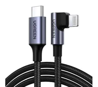 Kabel UGREEN Lightning do USB-C kątowy US305 PD 3A 1m Czarny