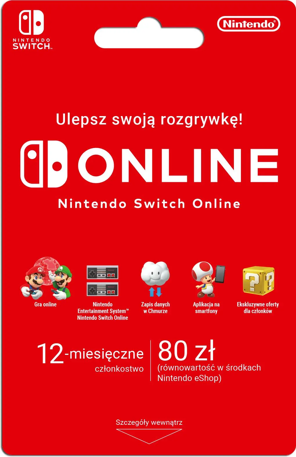 Abonament Nintendo Switch Online 12m-cy [bon agencyjny] Obecnie dostępne tylko w sklepach stacjonarnych