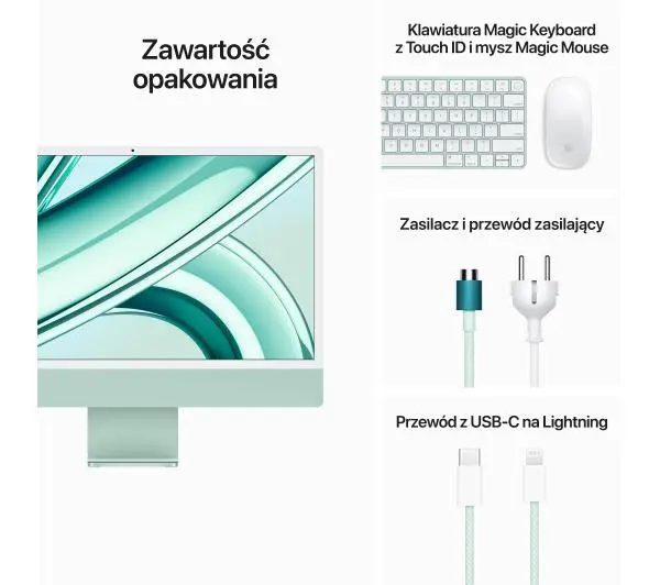 Apple iMac Retina 4.5K M3 MQRP3ZE/A 23,5" 8GB RAM 512GB Zielony - Kup na Raty - RRSO 0%