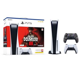 Konsola Sony PlayStation 5 (PS5) z napędem + dodatkowy pad (szary kamuflaż) + Call of Duty Modern Warfare III