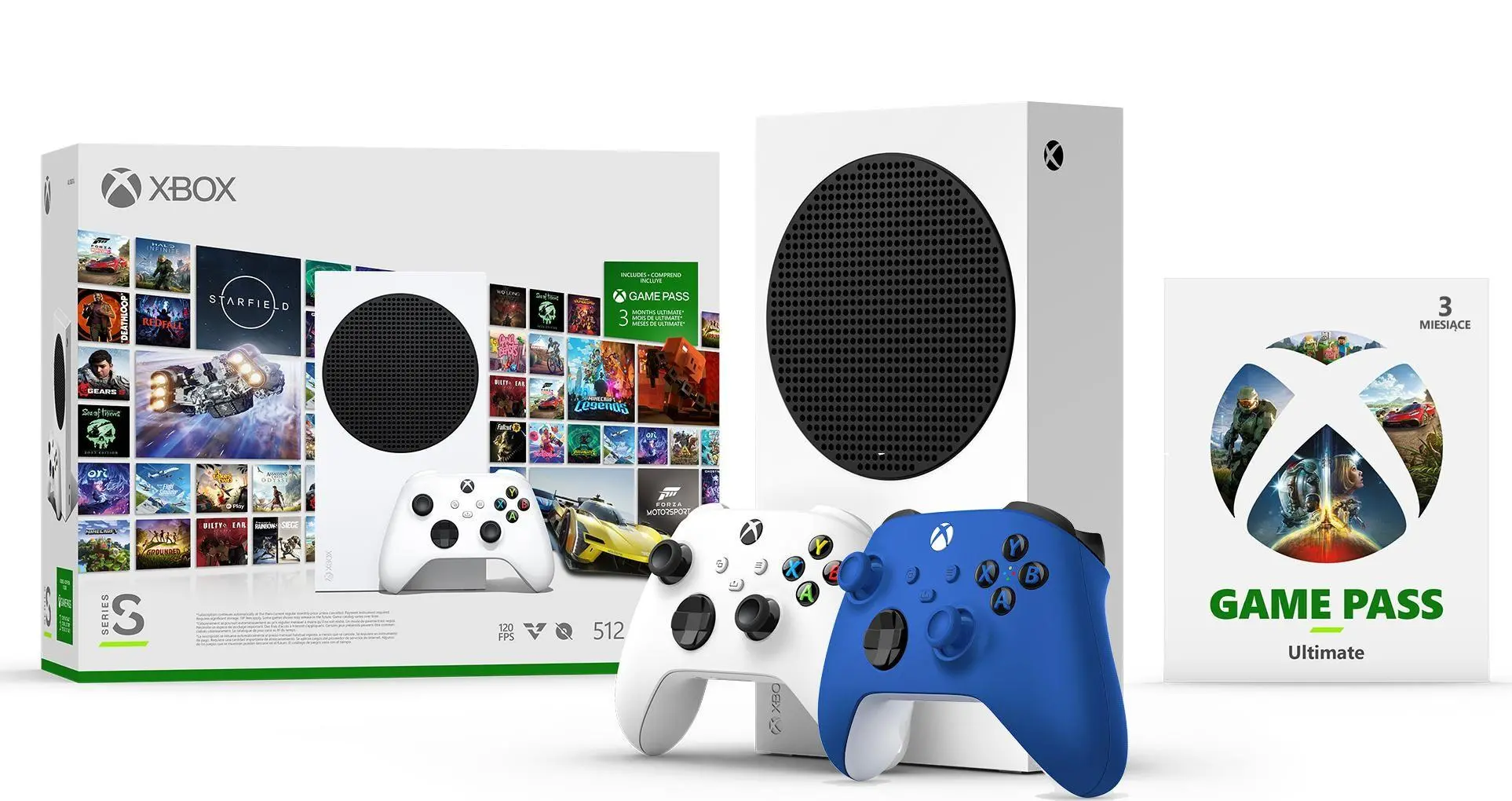 Konsola Xbox Series S 512GB + Game Pass Ultimate 3 m-ce + Dodatkowy Pad Niebieski