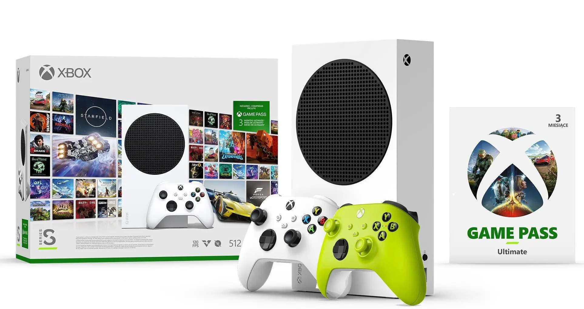 Konsola Xbox Series S 512GB + Game Pass Ultimate 3 m-ce + Dodatkowy Pad Żółty