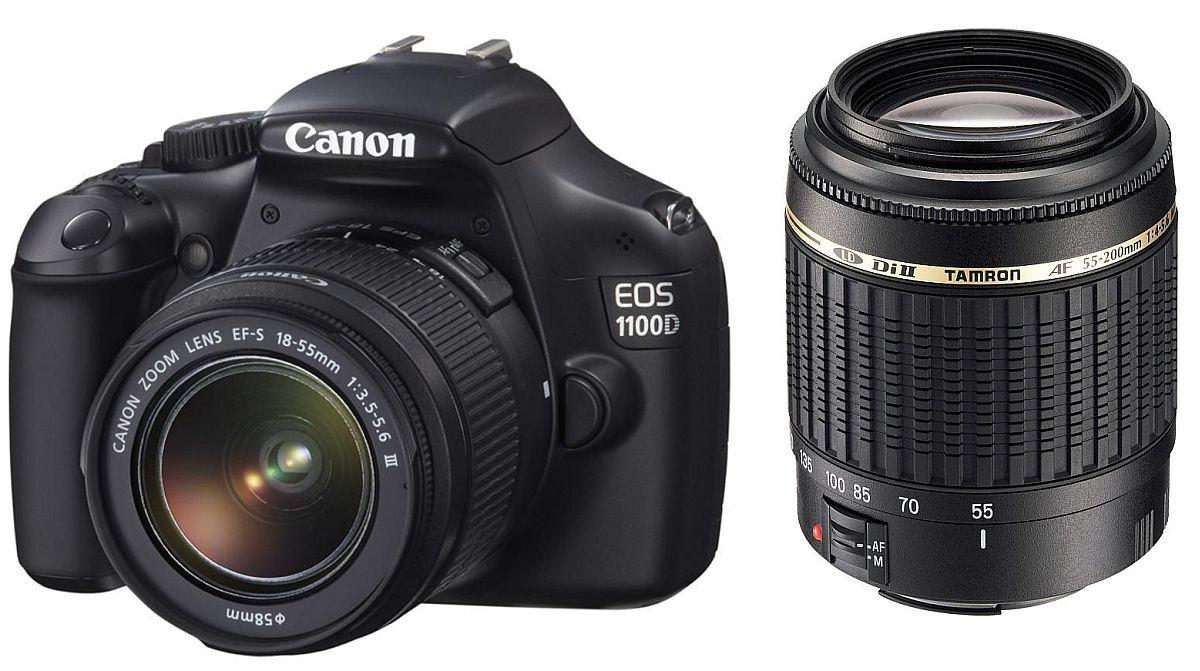 Lustrzanka Canon EOS 1100D + 18-55 DC III mm + Tamron 55-200 mm