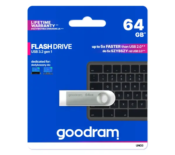 GoodRam UNO3 64GB USB 3.2 Srebrny
