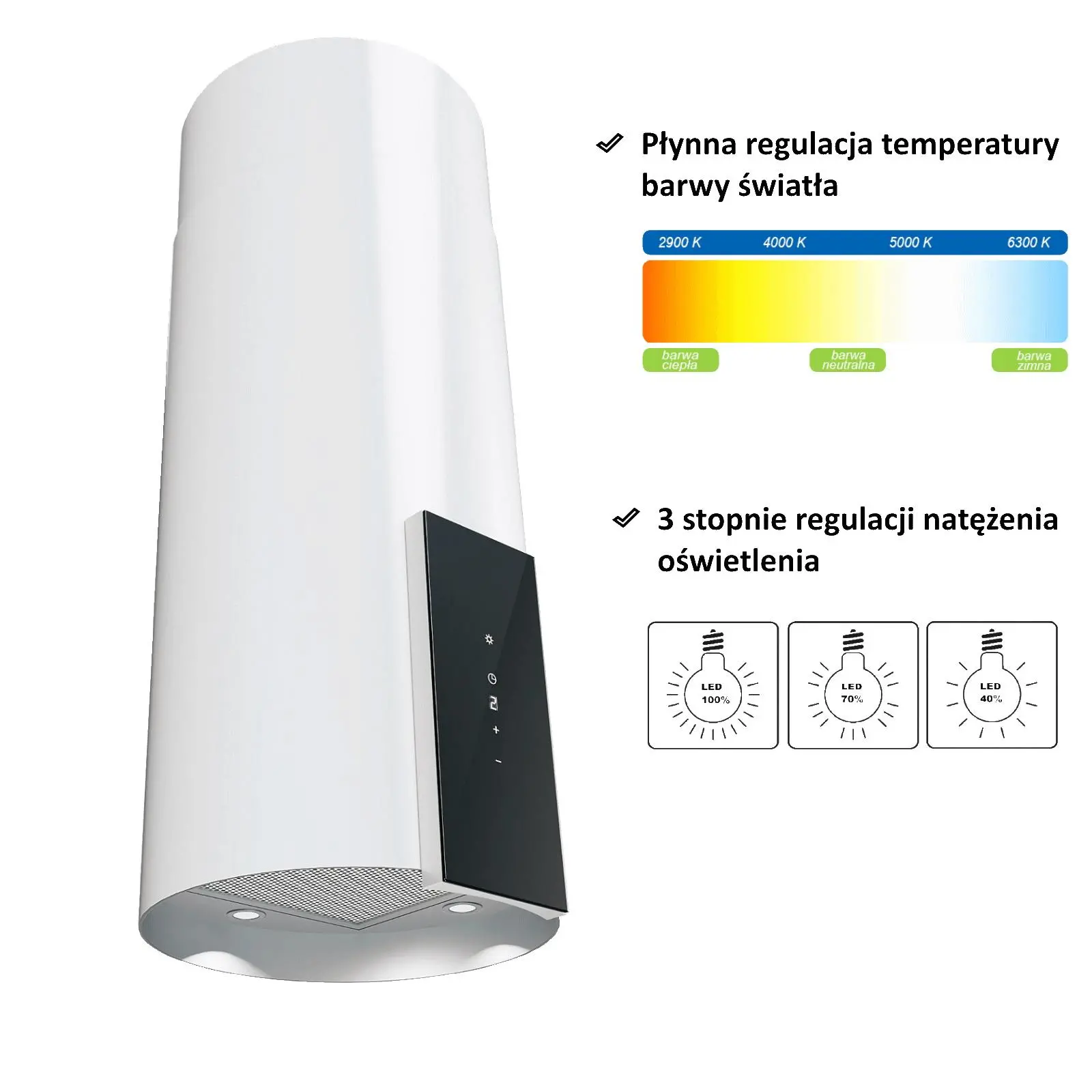 фото Витяжка декоративна VDB Mah Isla Glass H2H White