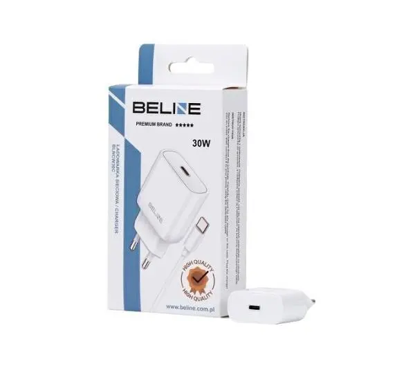 Beline 1x USB-C 30W + kabel USB-C PD 3.0 GaN Biały