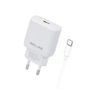 Ładowarka sieciowa Beline 1x USB-C 30W + kabel USB-C PD 3.0 GaN Biały