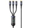 Kabel USAMS U83 3w1 100W lightning microUSB USB-C 1,2m Czarny