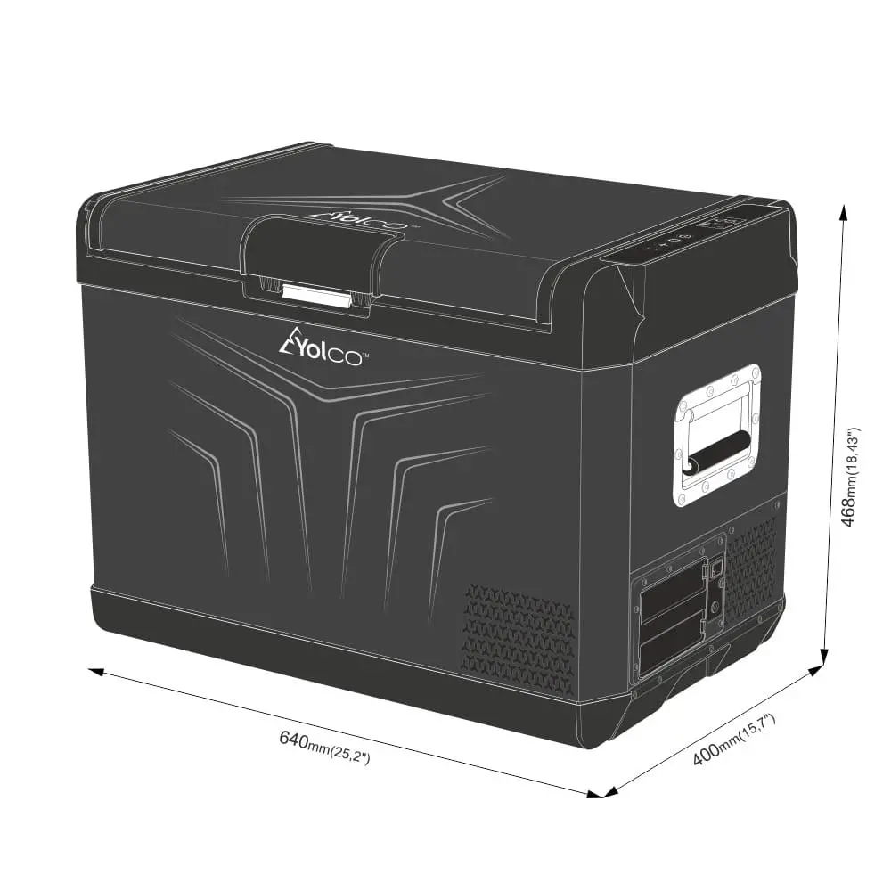 Lodówka Yolco GCX47 47l Gniazdo akumulatora Funkcja antyskroplinowa Aplikacja Bluetooth Czarny
