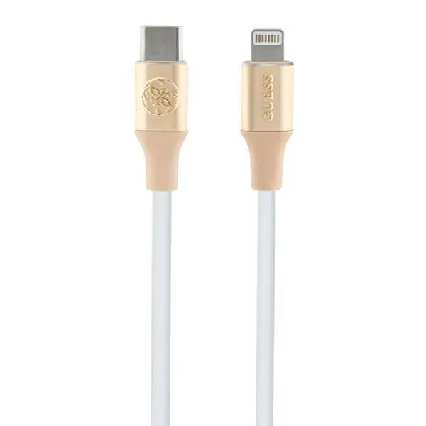 Kabel Guess Ebossed Logo USB-C do Lightning 1,5m Fast Charging Złoty