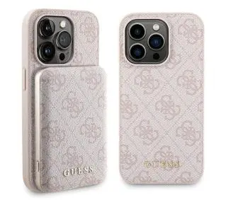 Guess Zestaw do iPhone 15 Pro Max + Powerbank 5000mAh MagSafe 4G Metal Logo Różowy