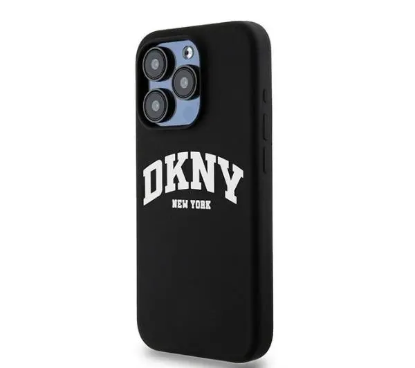 DKNY Liquid Silicone White Printed Logo MagSafe do iPhone 14 Pro Czarny