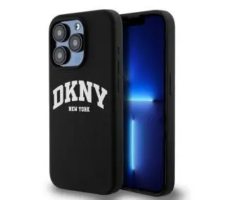 DKNY Liquid Silicone White Printed Logo MagSafe do iPhone 14 Pro Czarny
