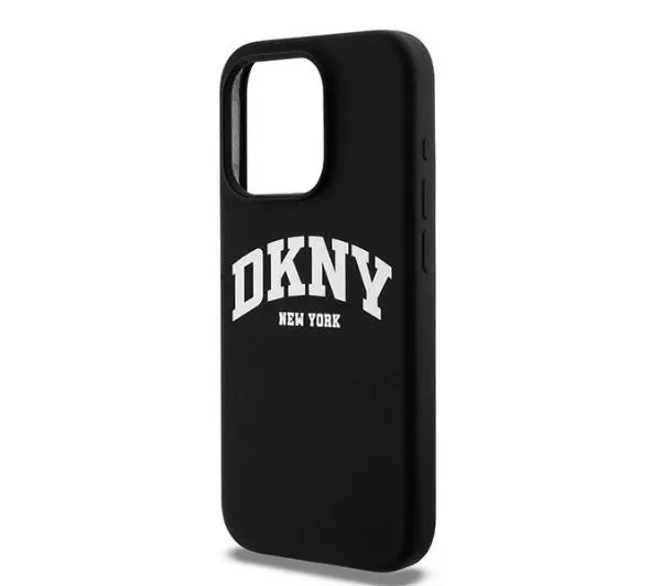 DKNY Liquid Silicone White Printed Logo MagSafe do iPhone 14 Pro Czarny