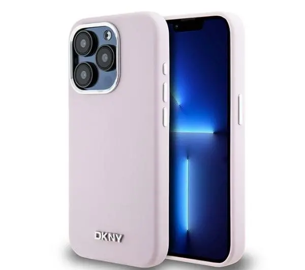 DKNY Hardcase Liquid Silicone Small Metal Logo MagSafe do iPhone 14 Pro Różowy