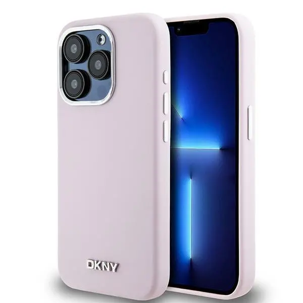 Etui DKNY Hardcase Liquid Silicone Small Metal Logo MagSafe do iPhone 14 Pro Różowy