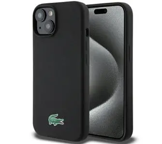 Etui Lacoste LCHMP15SSLOK Hardcase Silicone MagSafe do iPhone 15 Czarny