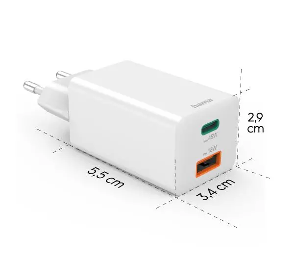 Hama mini 45W GaN QC Biały