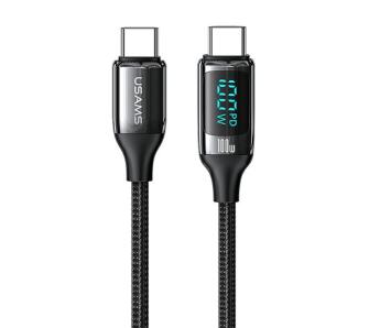 Kabel USAMS U78 USB-C na USB-C LED Fast Charging 100W 1,2m Czarny