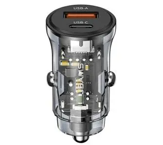 Ładowarka samochodowa USAMS C32 1xUSB+1xUSB-C Fast Charge 30W Czarny