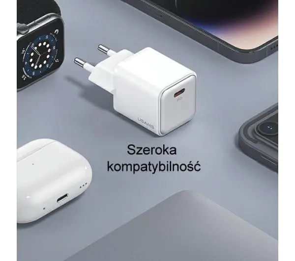 USAMS CC186TC02 1x USB-C PD3.0 Fast Charging X-ron Series 30W Biały