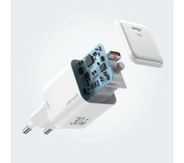 USAMS CC186TC02 1x USB-C PD3.0 Fast Charging X-ron Series 30W Biały