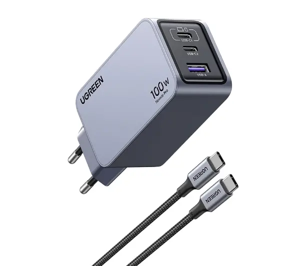 UGREEN 25874 Nexode Pro 100W GaN USB + 2x USB-C Szary