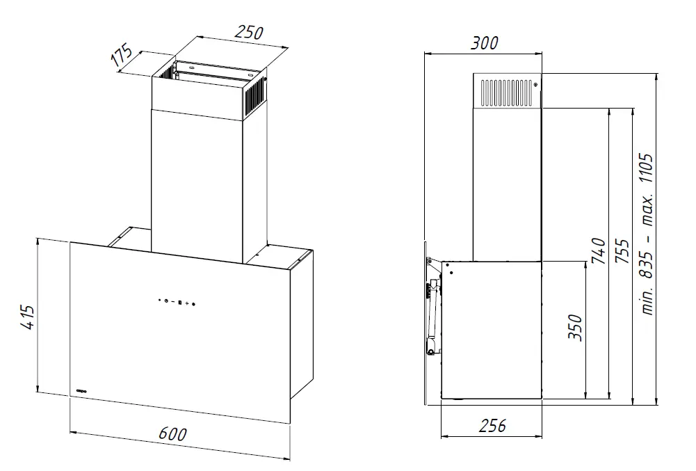 фото Витяжка похила Akpo WK-9 Fallon 60 Black