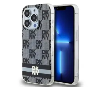 DKNY IML Checkered Mono Pattern & Printed Stripes MagSafe do iPhone 15 Pro Max Czarny