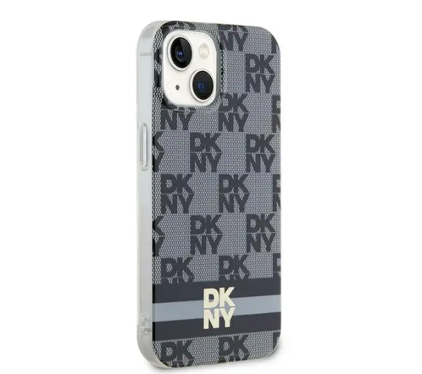 DKNY IML Checkered Mono Pattern & Printed Stripes MagSafe do iPhone 15 Plus Czarny