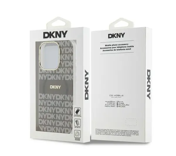 DKNY IML Mono & Stripe MagSafe do iPhone 15 Pro Max Beżowy