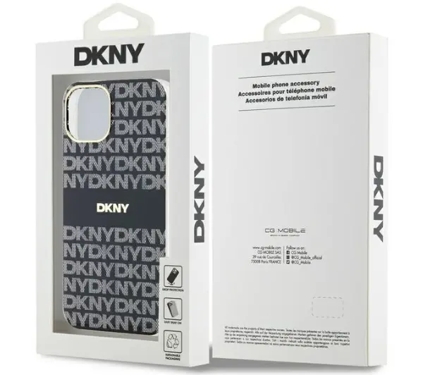 DKNY IML Mono & Stripe MagSafe do iPhone 14 Czarny