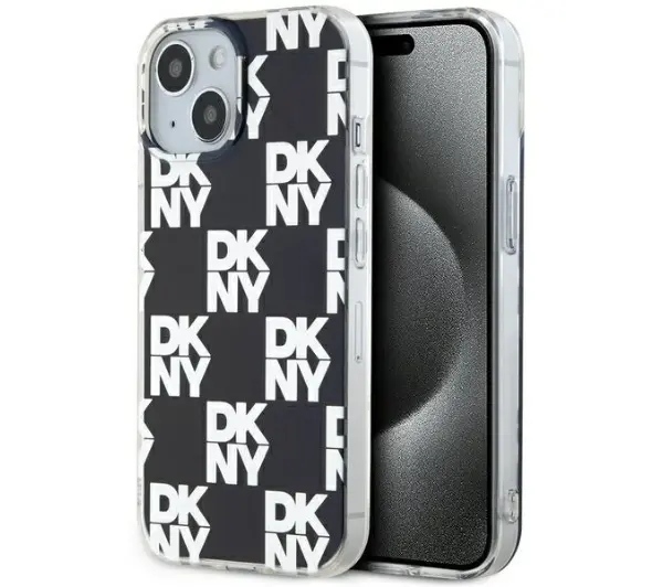 DKNY IML Checkered Mono Pattern do iPhone 15 Plus Czarny