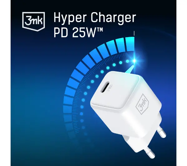 3mk Hyper Charger PD 25W + kabel USB-C/C Biały