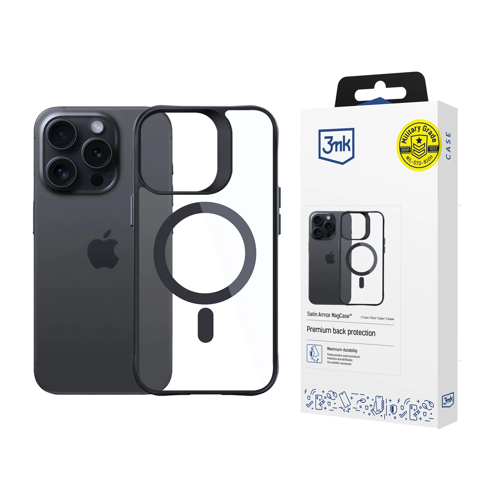 Etui 3mk Satin Armor MagCase do iPhone 15 Pro Czarny