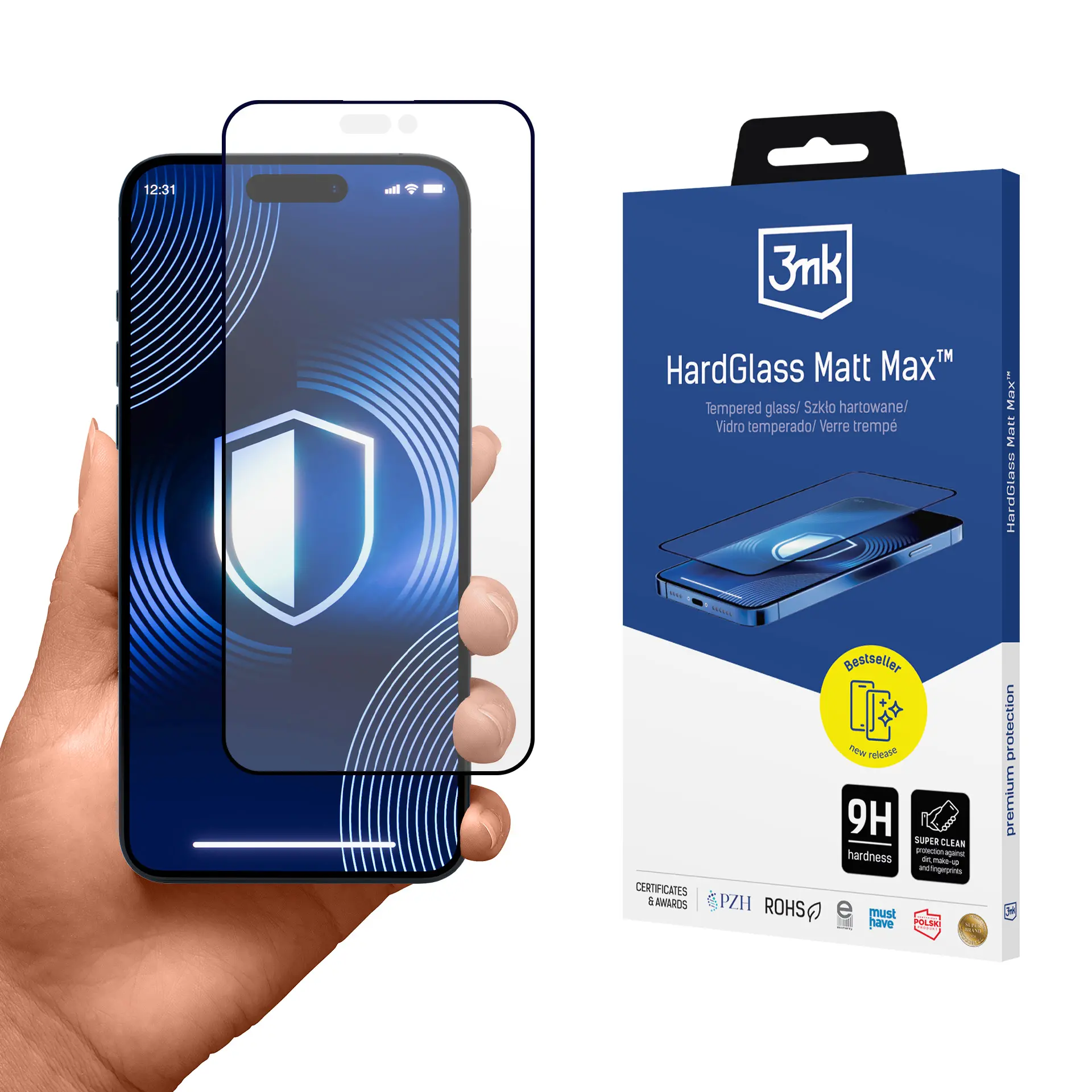 Szkło hartowane 3mk HardGlass Matt Max do iPhone 15 Pro
