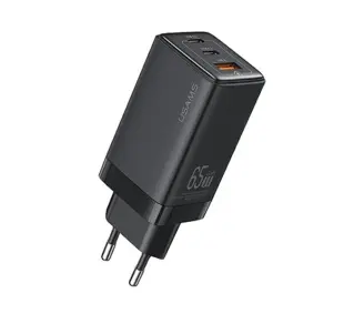 USAMS CC180TC01 2xUSB-C+USB 65W GAN PD3.0 Czarny