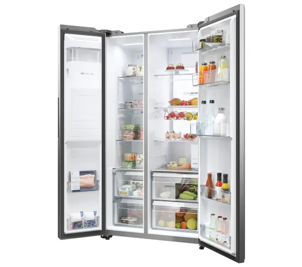 Haier Seria 7 SBS HSW79F18CIMM Funkcje AI Pełny No Frost 177,5cm Dystrybutor wody Zdalne sterowanie Platinum Inox - Kup na Raty - RRSO 0%