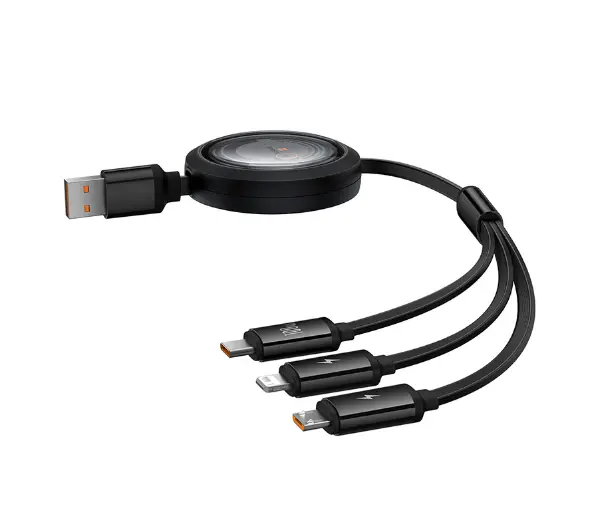 Baseus 3w1 Free2Draw USB do M+L+C 100W 1,1m Czarny