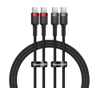 Kabel Baseus Cafule USB-C do USB-C 100W 1m 2szt Czerwono-czarny Szaro-czarny