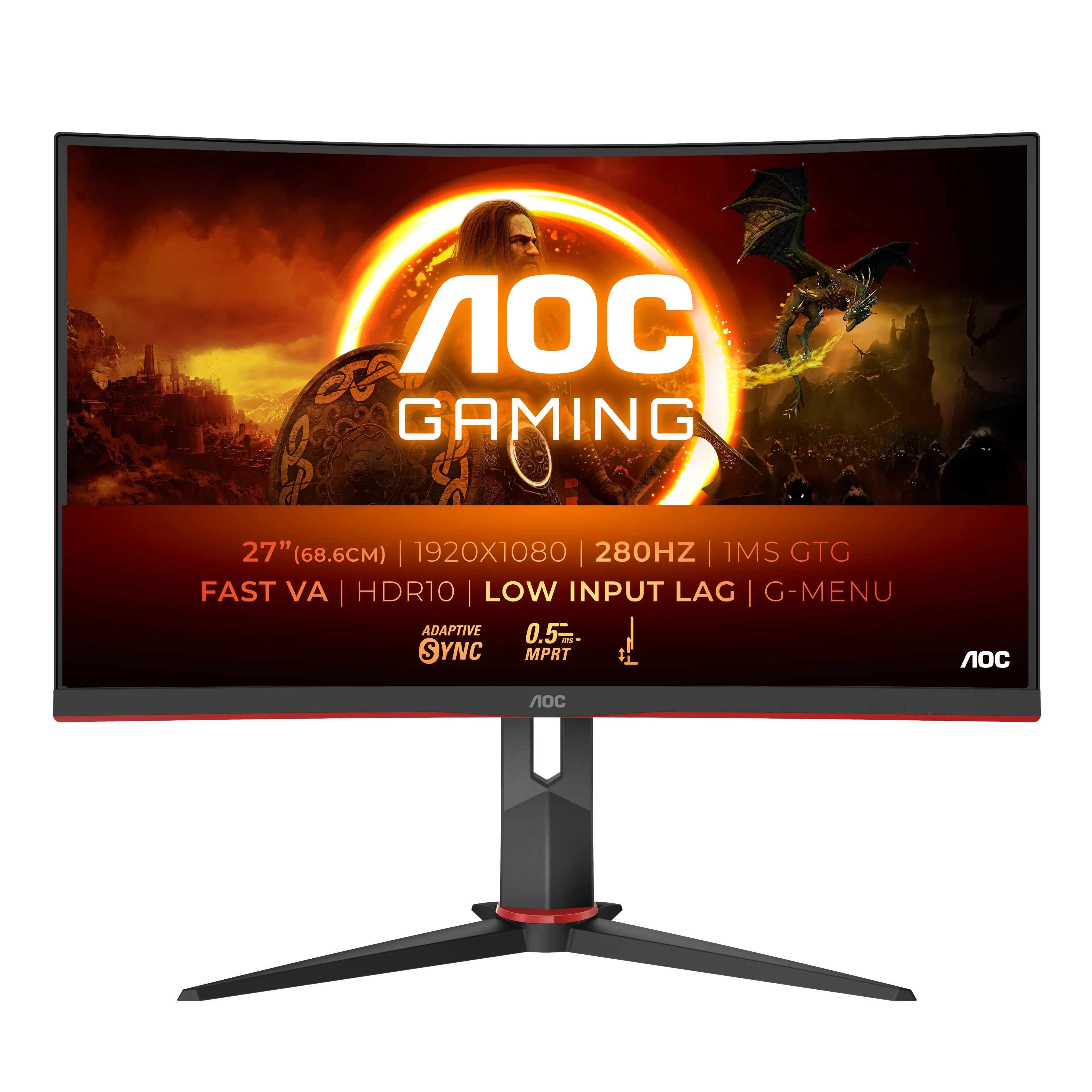 Monitor AOC C27G2Z3/BK 27" Full HD Fast VA 280Hz 0,5ms MPRT Zakrzywiony Gamingowy