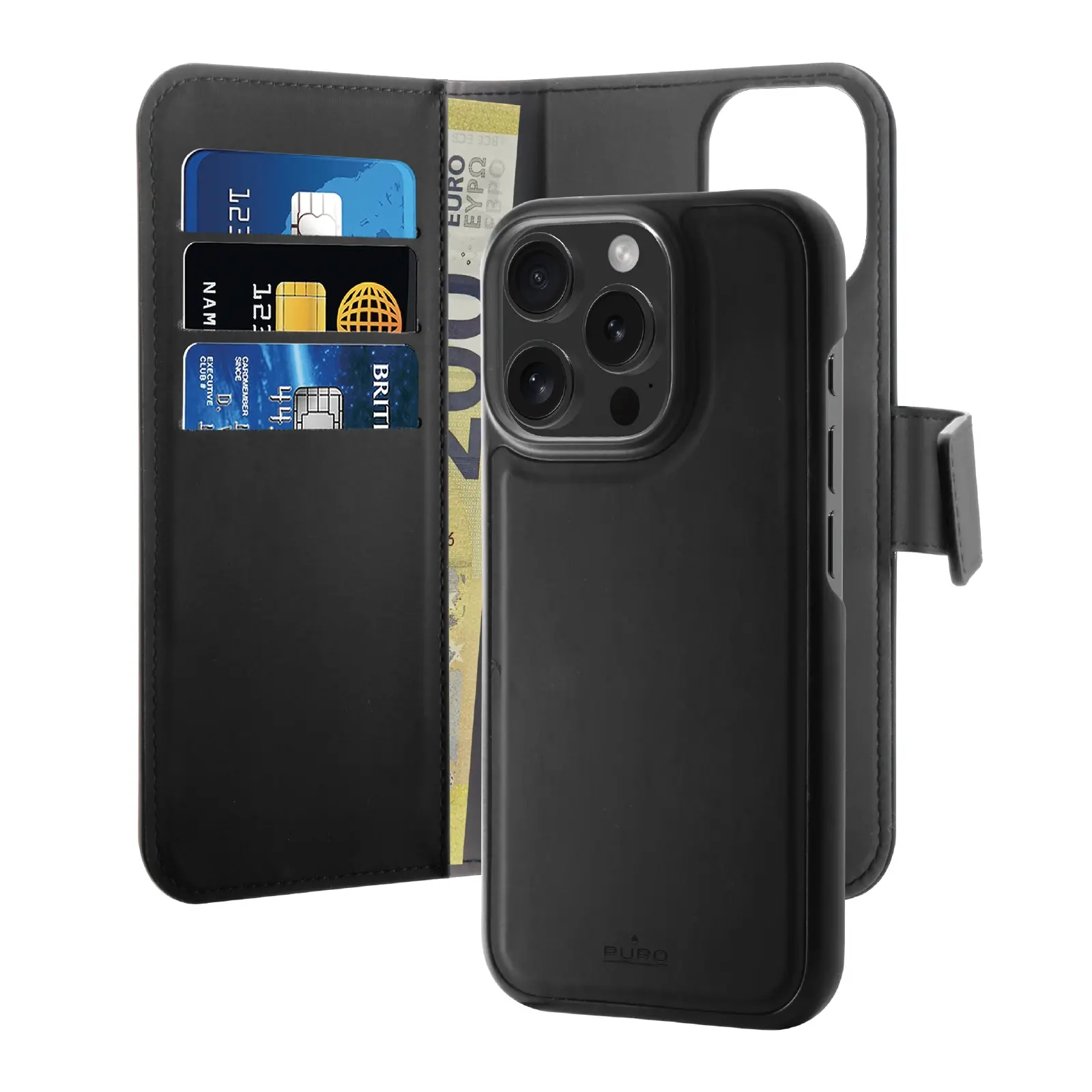 Etui Puro Case Wallet Stand do iPhone 16 Pro Czarny