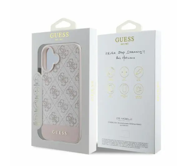 Guess hardcase 4G Bottom Stripe do iPhone 16 Różowy