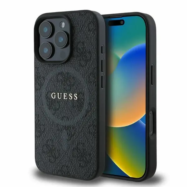 Etui Guess 4G Ring Classic Logo MagSafe do iPhone 16 Pro Czarny