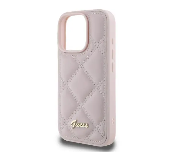 Guess Quilted Metal Logo do iPhone 16 Pro Różowy