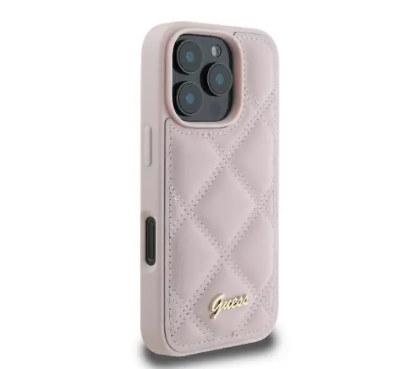 Guess Quilted Metal Logo do iPhone 16 Pro Różowy