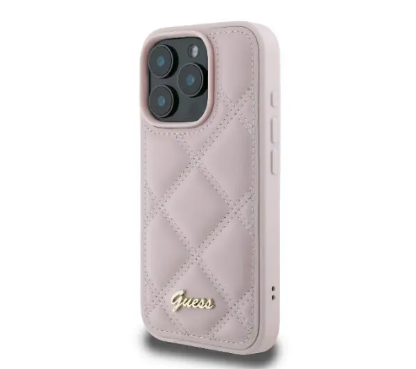 Guess Quilted Metal Logo do iPhone 16 Pro Różowy