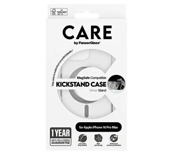 PanzerGlass Kickstand Case MagSafe do iPhone 16 Pro Max Srebrny