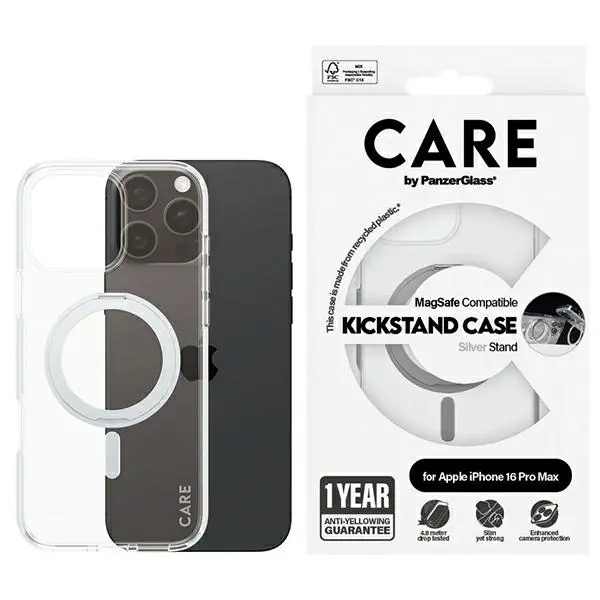 Etui PanzerGlass Kickstand Case MagSafe do iPhone 16 Pro Max Srebrny